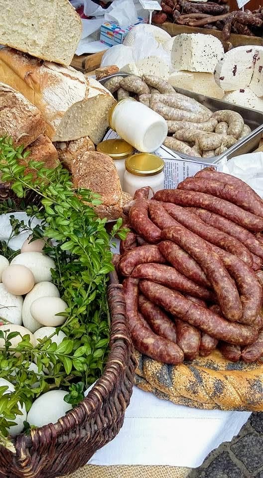 A stall selling sausages and eggs at a Polilsh Easter Festival.